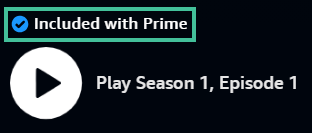 Screenshot van Amazon Prime Video met uitgelicht de tekst 'Included with Prima'