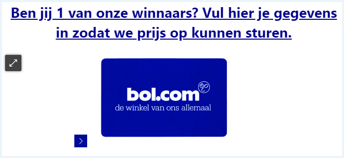 Spam mail waarin je zogenaamd iets gewonnen hebt