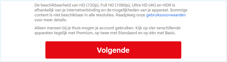 Netflix abonnement afsluiten door op 'volgende' te klikken