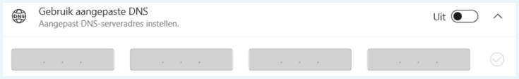Screenshot van de optie om aangepaste DNS te gebruiken in de NordVPN-app
