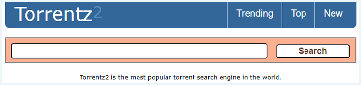 Screenshot van Torrentz2 torrentplatform maart 2024