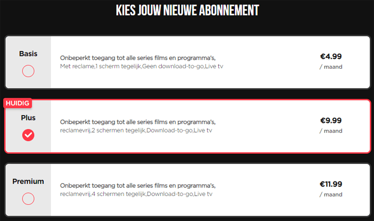 Videoland een nieuw abonnement kiezen