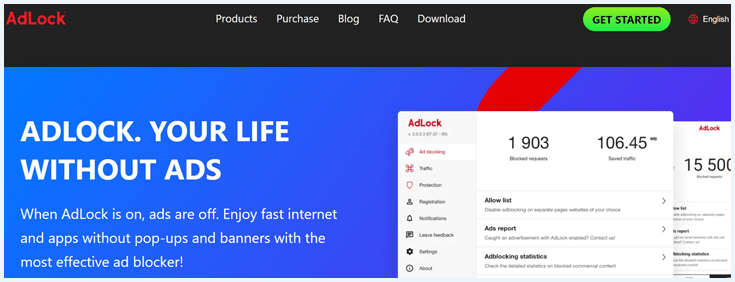 AdLock adblocker om advertenties tegen te gaan en te blokkeren