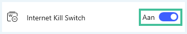 Onderdeel van het menu van NordVPN waar je met een toggle de kill switch aan- en uitzet