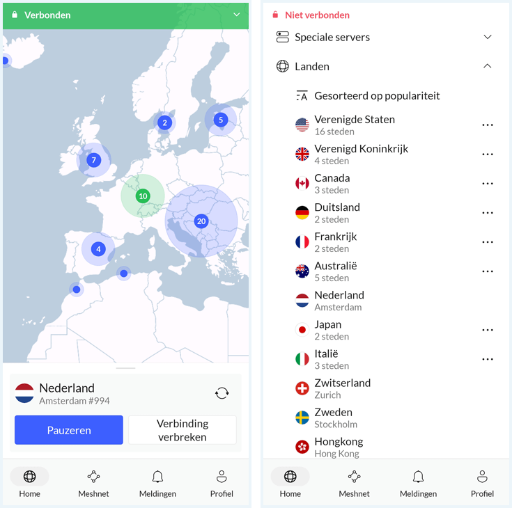 Android-app van NordVPN