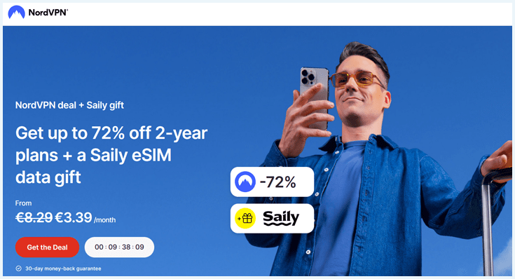 Een screenshot van de NordVPN website.