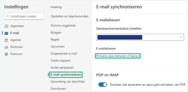 Scherm van Outlook om e-mail te synchroniseren