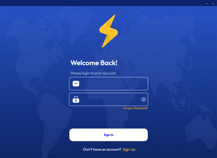De inlogpagina van de app van FastestVPN