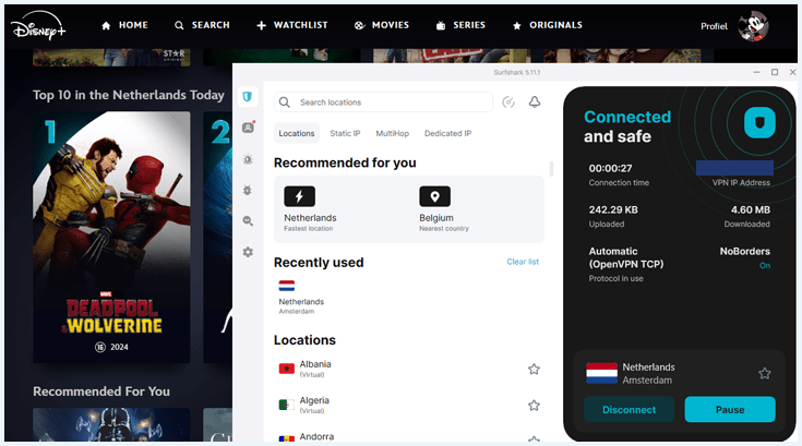 Disney Plus NL gedeblokkeerd met Surfshark
