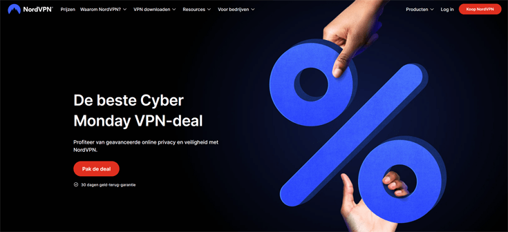 Cyber Monday deal op de NordVPN website
