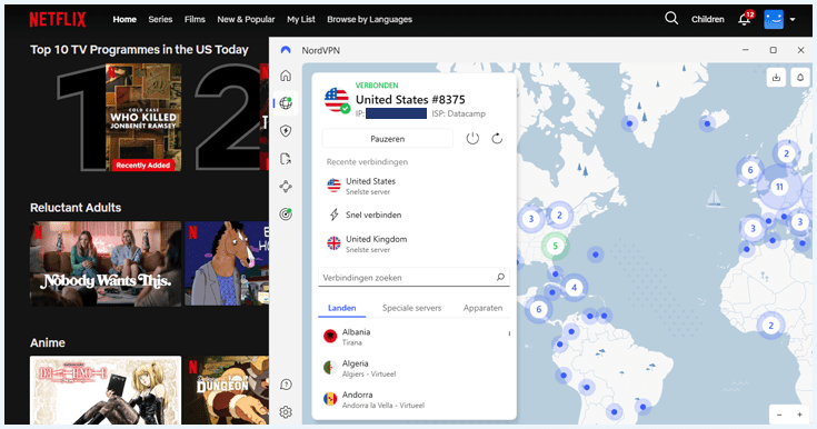 Netflix US gedeblokkeerd met NordVPN