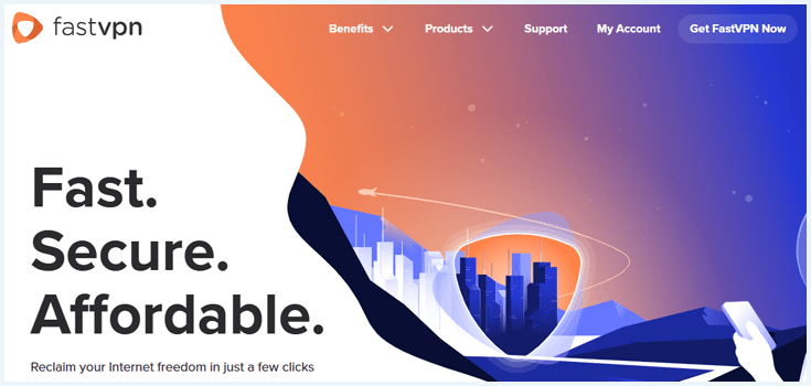 Screenshot van de homepage van de website van FastVPN
