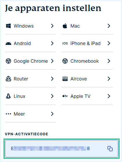 Activatiecode van ExpressVPN
