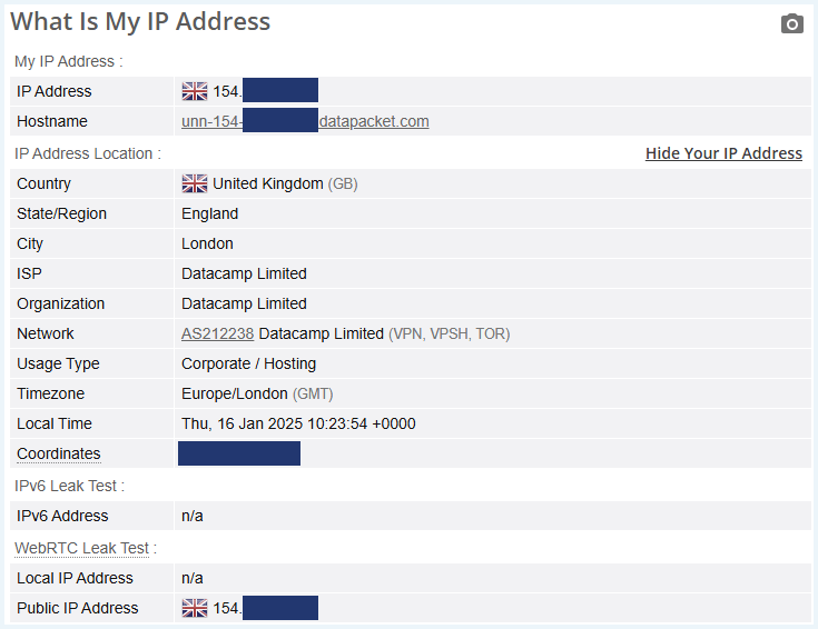 IP lek test resultaten van Proton VPN