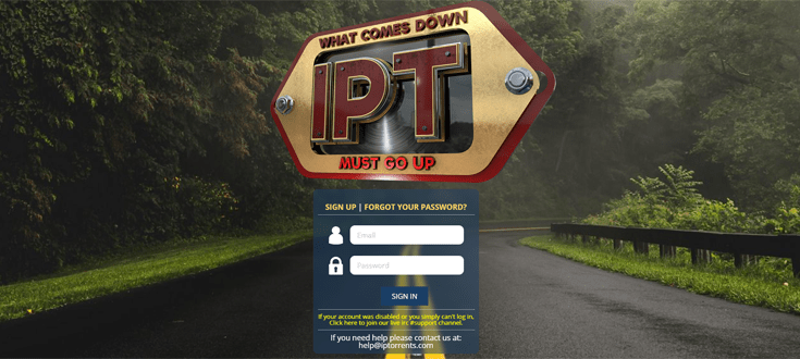 Homepage van de torrent site IPTorrents