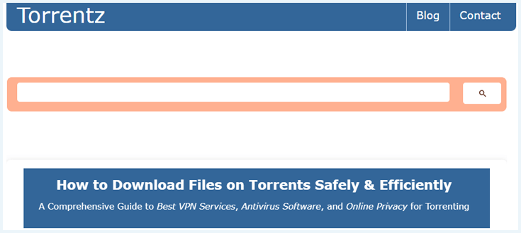 Homepage van de torrent site Torrentz