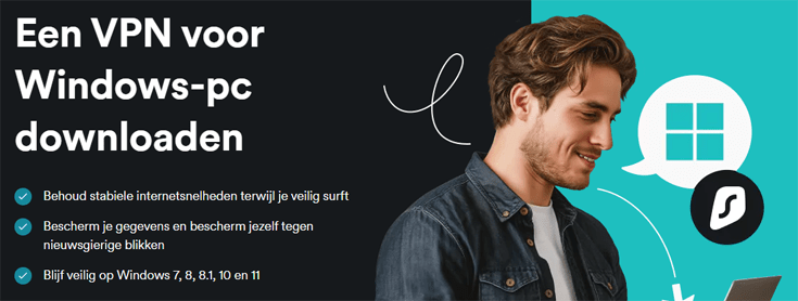 Pagina op de Surfshark-website voor het downloaden van de VPN op Windows