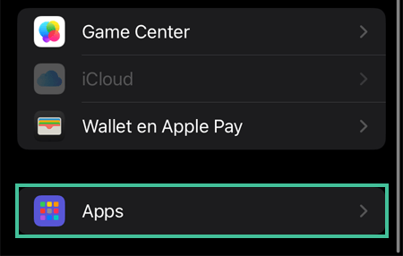 Instellingen-apps van Iphone