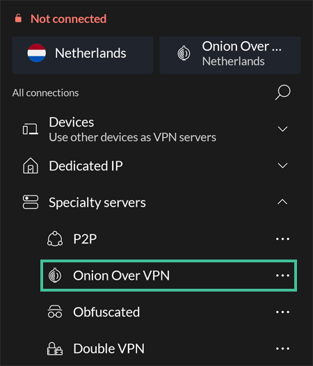 De speciale servers van NordVPN waaronder de Onion over VPN servers
