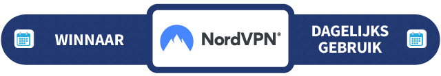 Banner met daarop de tekst Winnaar Dagelijks Gebruik: NordVPN