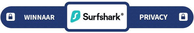 Banner met daarop de tekst Winnaar Privacy: Surfshark