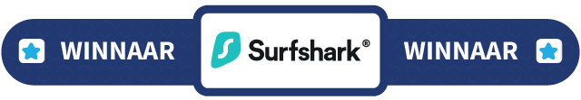 Banner met daarop de tekst Winnaar: Surfshark