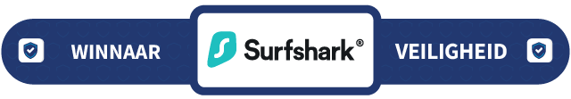 Banner met daarop de tekst Winnaar Veiligheid: Surfshark