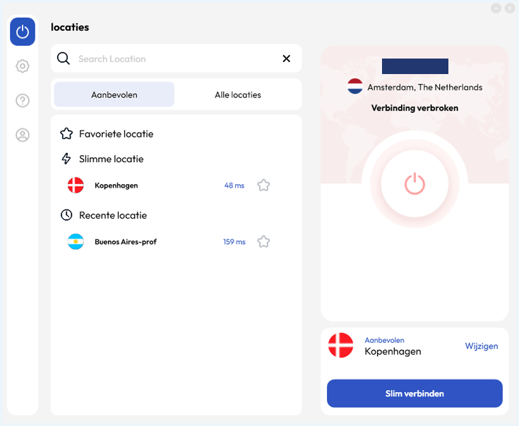 De windows-app van FastestVPN