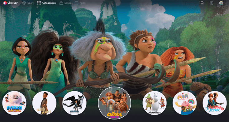 Screenshot categorie kinderen op Viaplay
