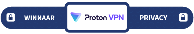 Banner met daarop de tekst Winnaar Privacy: Proton VPN