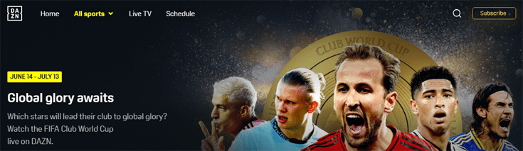 DAZN-pagina waar je FIFA Club World Cup kunt kijken