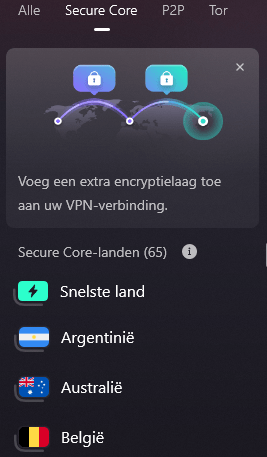 Secure Core servers van Proton VPN