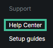 Help center in de footer van de website van Surfshark