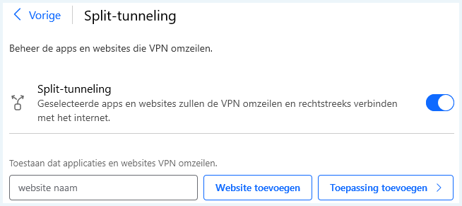 Bitdefender VPN split tunneling feature