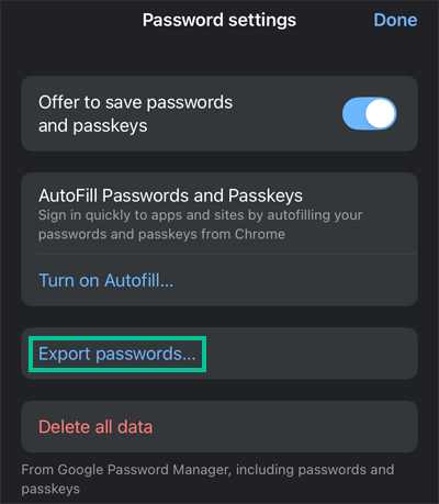 Exporteren van wachtwoorden uit Google Chrome
