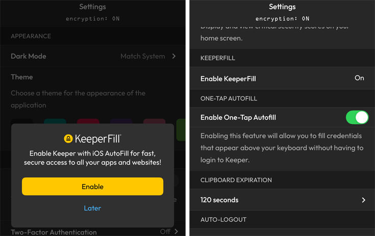 Inschakelen van automatisch invullen in de Keeper app