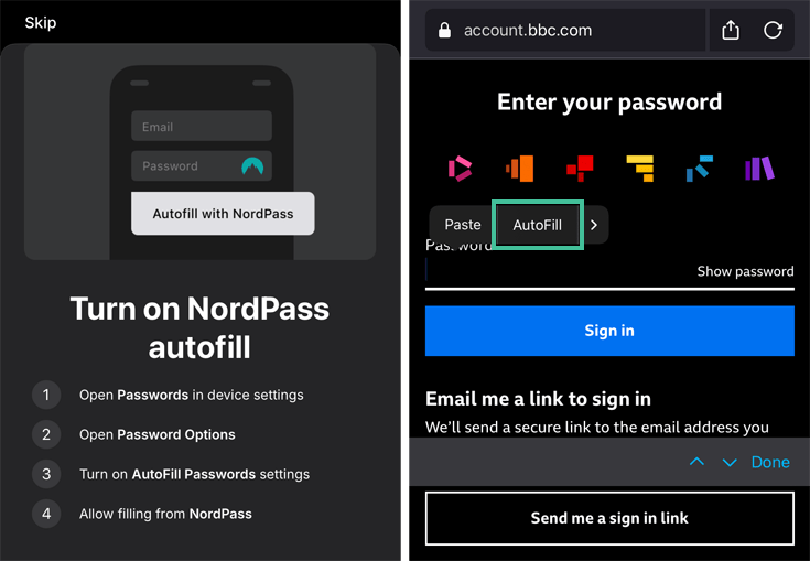 Inschakelen van automatisch invullen in de NordPass iPhone app