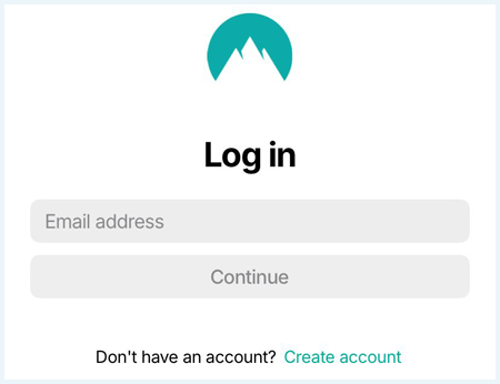 Een screenshot van de NordPass login op mobiel