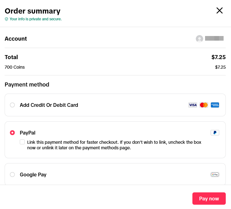 Buy TikTok coins