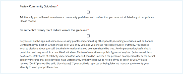 grindr community guidelines