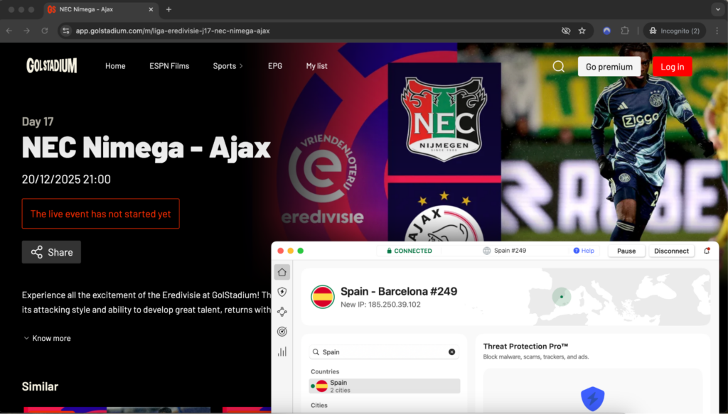 Waar kan ik NEC - Ajax gratis live kijken?