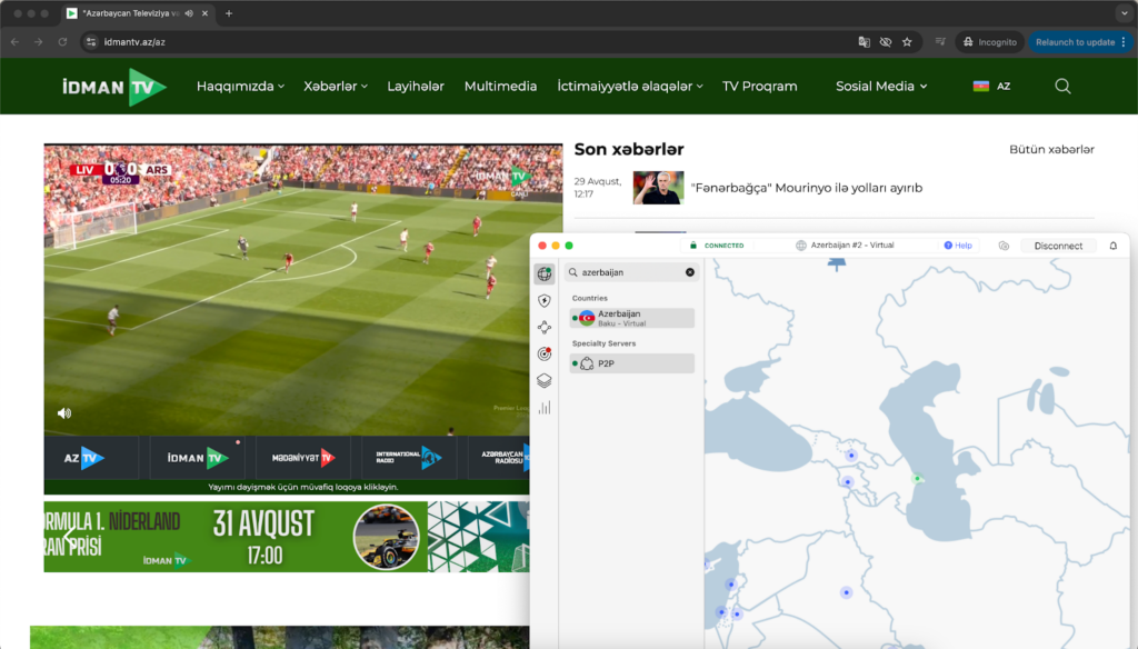 Idman TV unblocked NordVPN