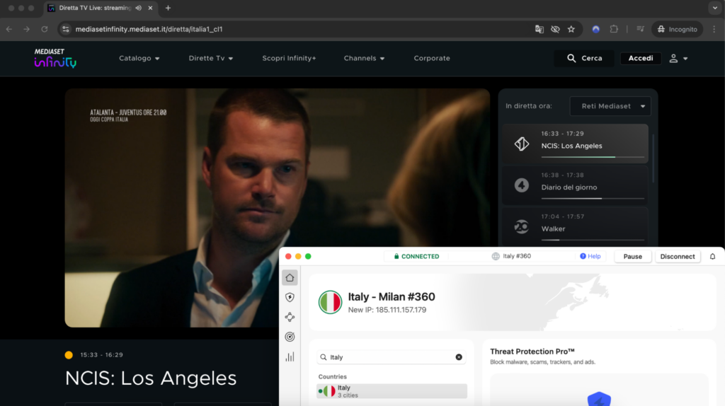 nordvpn unblocks mediaset