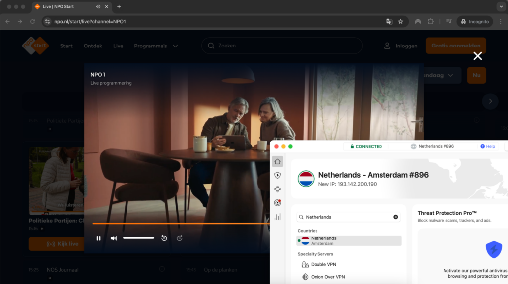 npo connected to Nordvpn