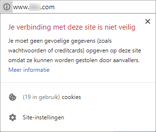 Screenshot Onveilige Verbinding