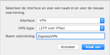 VPN instellen naam en protocol