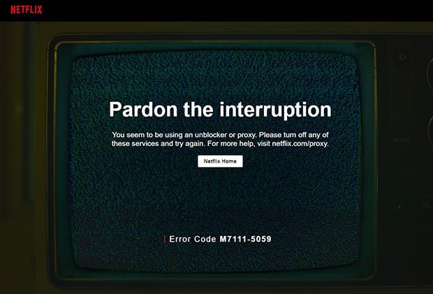 Avast SecureLine Netflix Error Popup