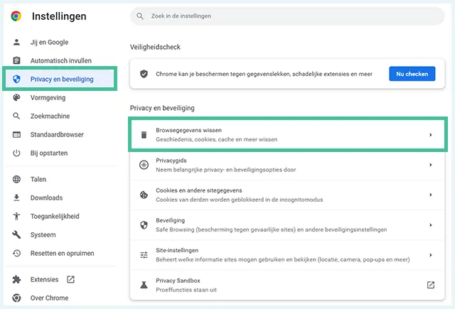Chrome browsegegevens wissen