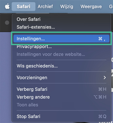 Safari-instellingen openen macOS