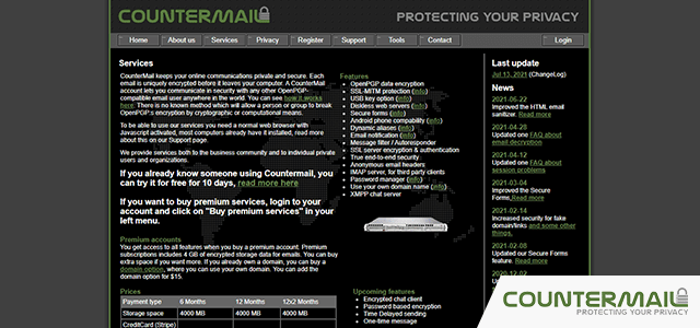 Countermail homepage met logo